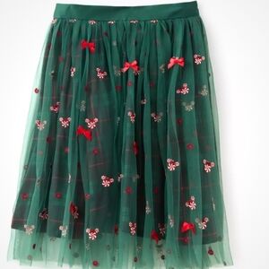 Disney Minnie Mouse Her Universe Green Tulle Peppermint Swirl Christmas Skirt L